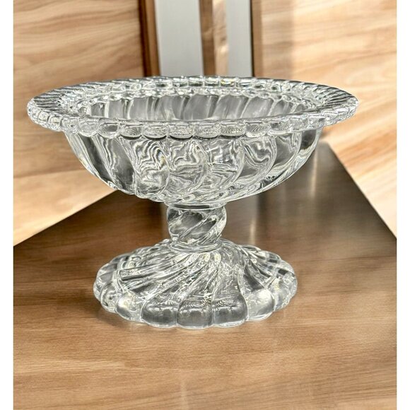 Vintage Fostoria Colony Clear Glass Footed Compote Candy Dish Bowl 4" Tall - Picture 3 of 9